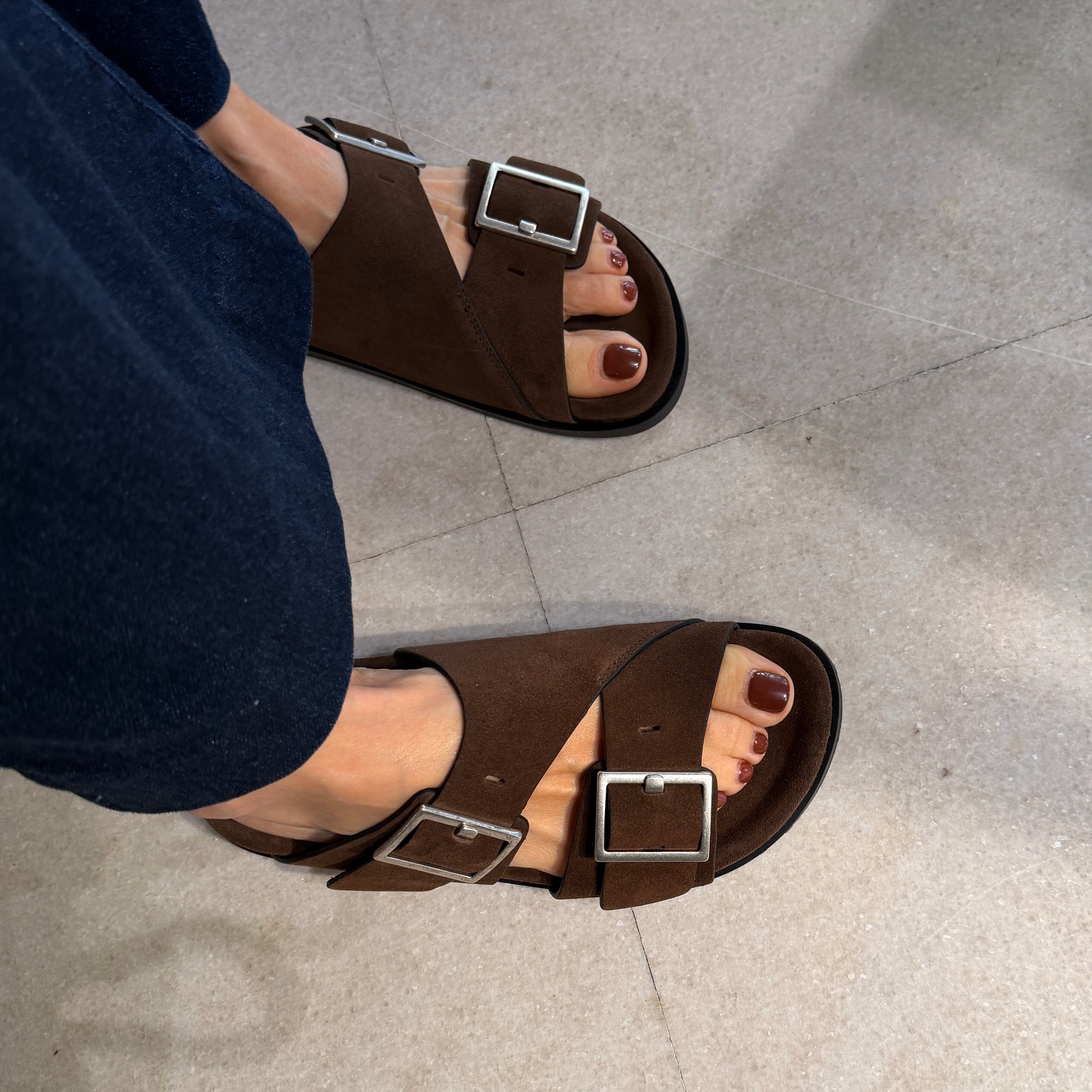 ALOHAS - Sandalo Alba - Camoscio Marrone Scarpe Donna ALOHAS
