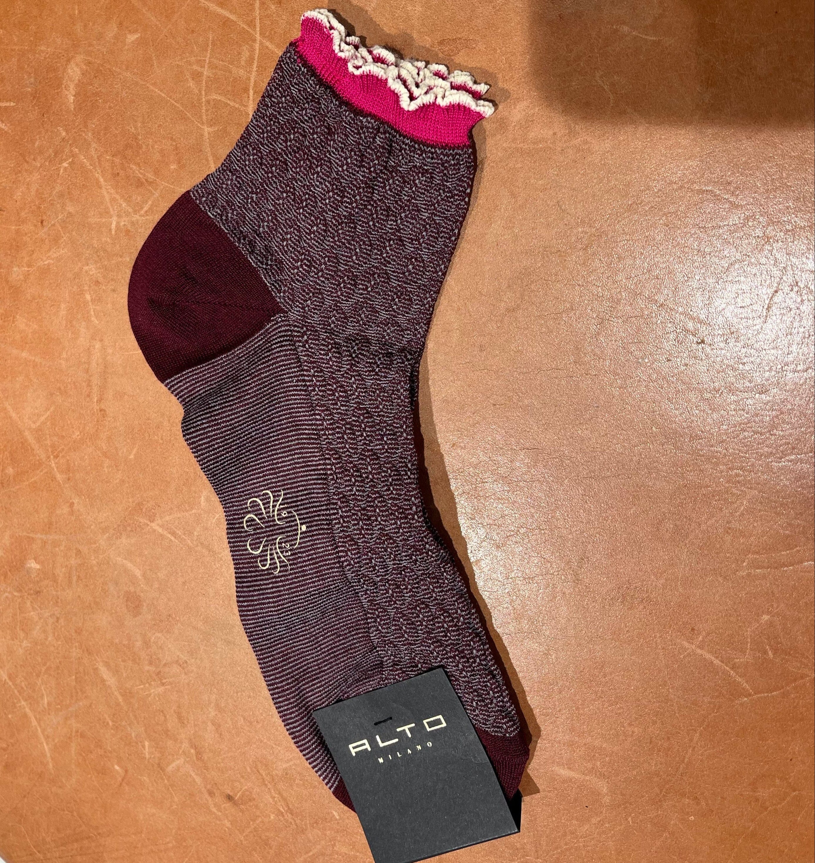 ALTO MILANO - Calzino corto - 26PEAM231DC_6 - Bordeaux Accessori Donna ALTO MILANO - Collezione Donna