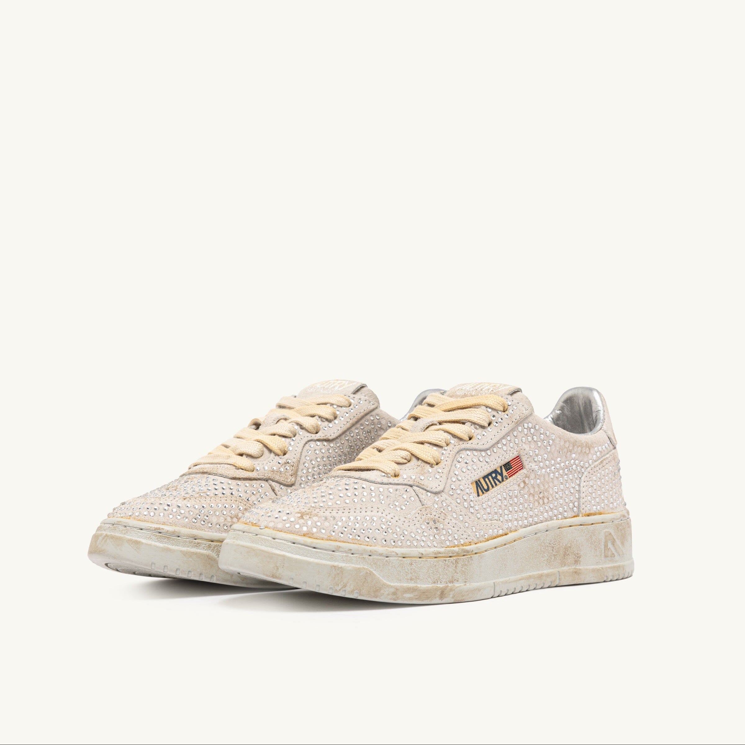 AUTRY - AULW NA01 - Sneakers Cristal Medalist - Suede Strass - Bianca Scarpe Donna AUTRY - Collezione donna