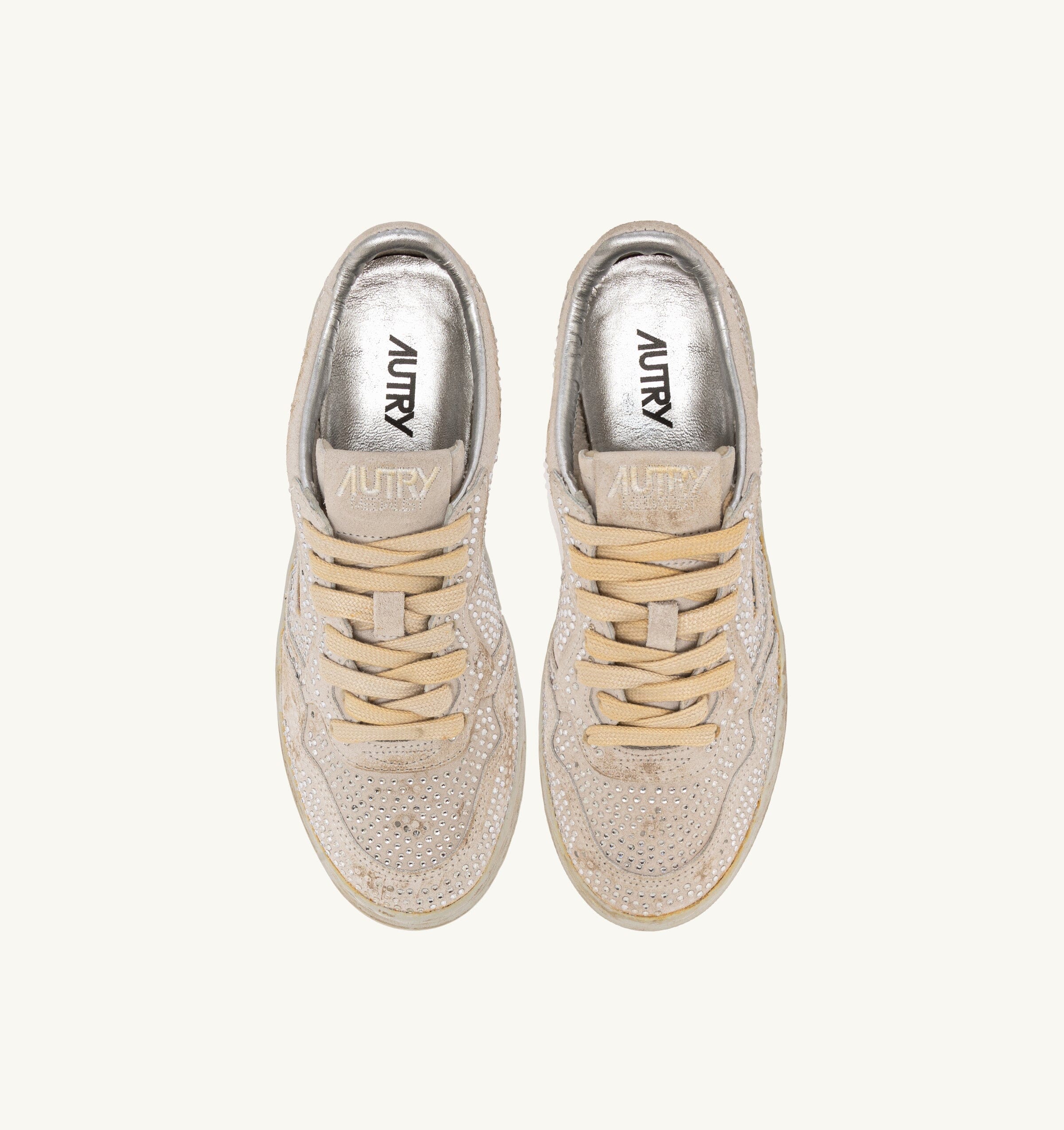 AUTRY - AULW NA01 - Sneakers Cristal Medalist - Suede Strass - Bianca Scarpe Donna AUTRY - Collezione donna
