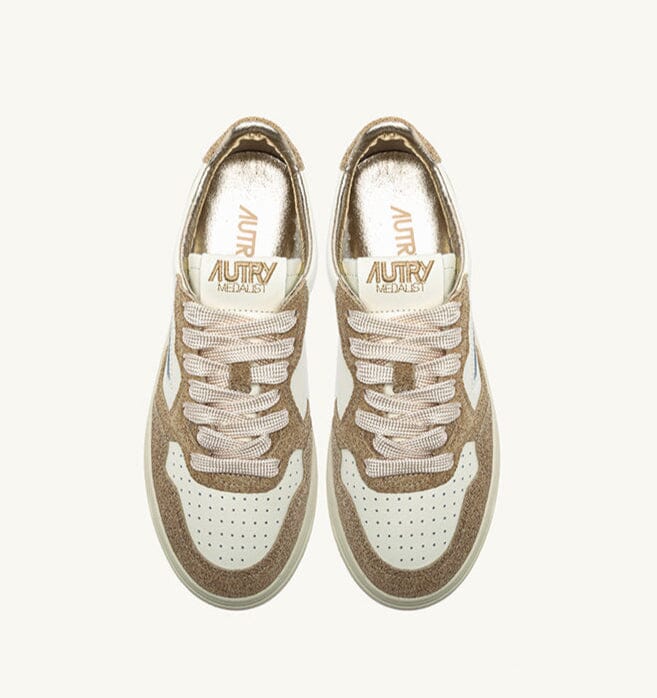 AUTRY - AULW TA03 - Sneakers MEDALIST - Avorio Glitter Oro Scarpe Donna AUTRY - Collezione donna
