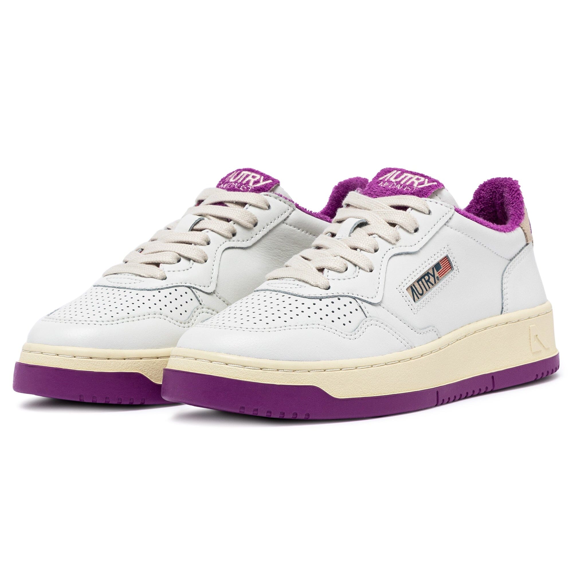 AUTRY - AULW VS04 -Sneakers LOW WOM LEAT - Bianco Viola Scarpe Donna AUTRY - Collezione donna