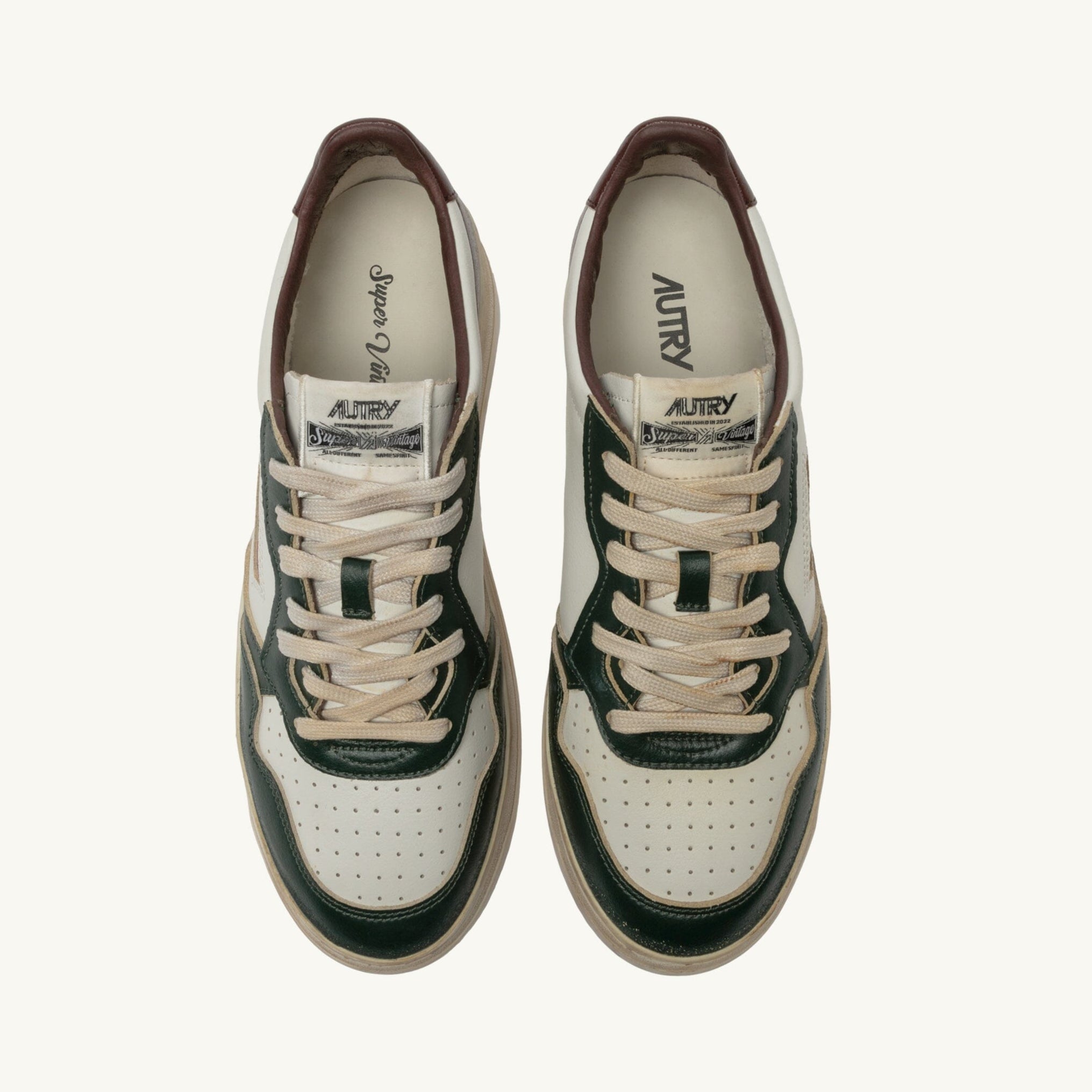 AUTRY - Sneakers AVLM SV52- LOW MAN LEAT VINTAGE - Verde Marrone Scarpe Uomo AUTRY - Collezione uomo