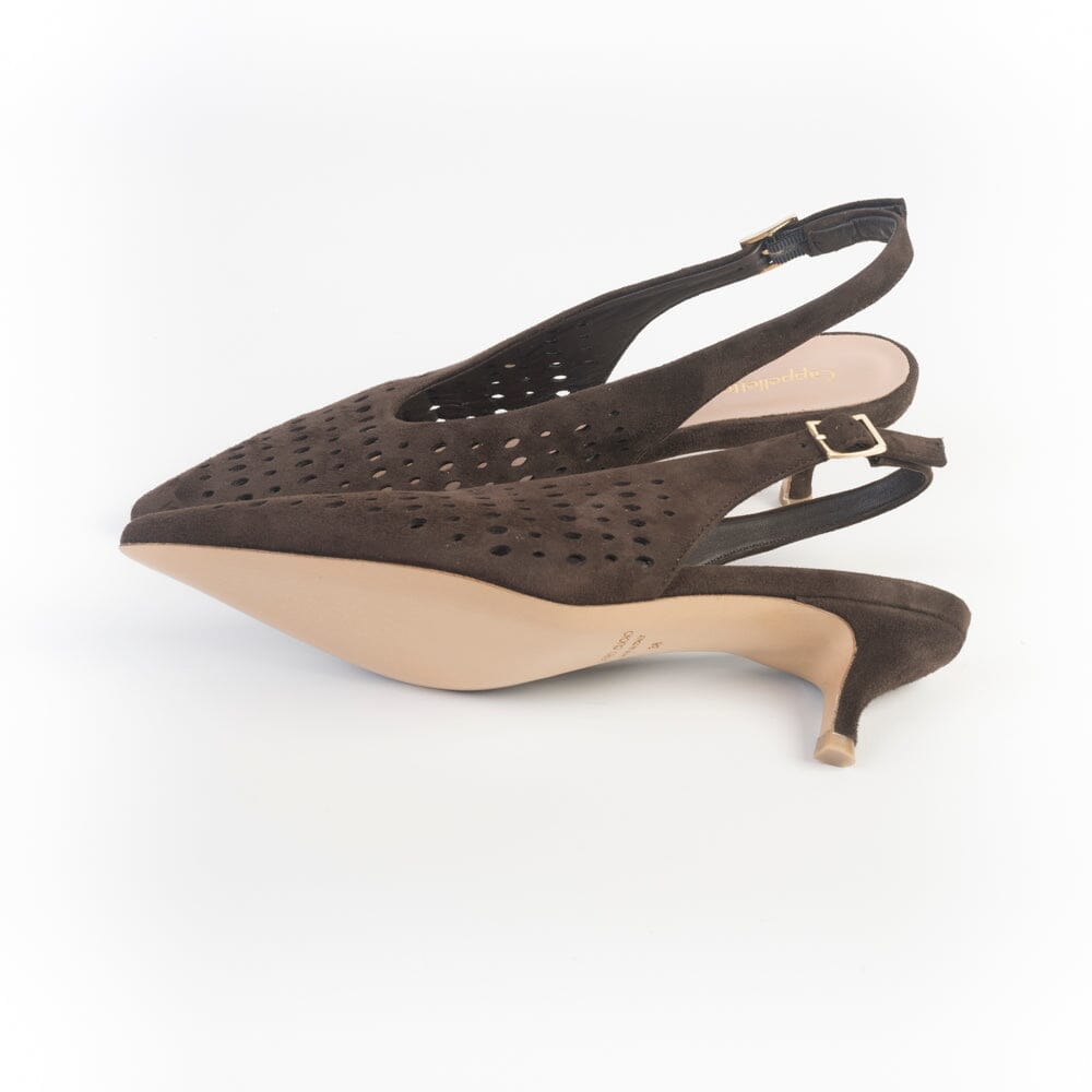 CappellettoShop - Sling Back - Fany24 - Velour Moro Scarpe Donna CAPPELLETTO 1948