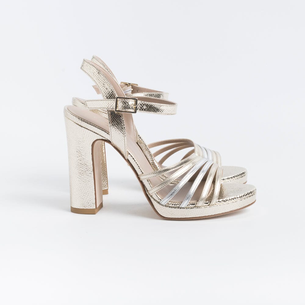 CHEVILLE - Sandali con Tacco - Nicky- Laminato Platino Scarpe Donna CHEVILLE