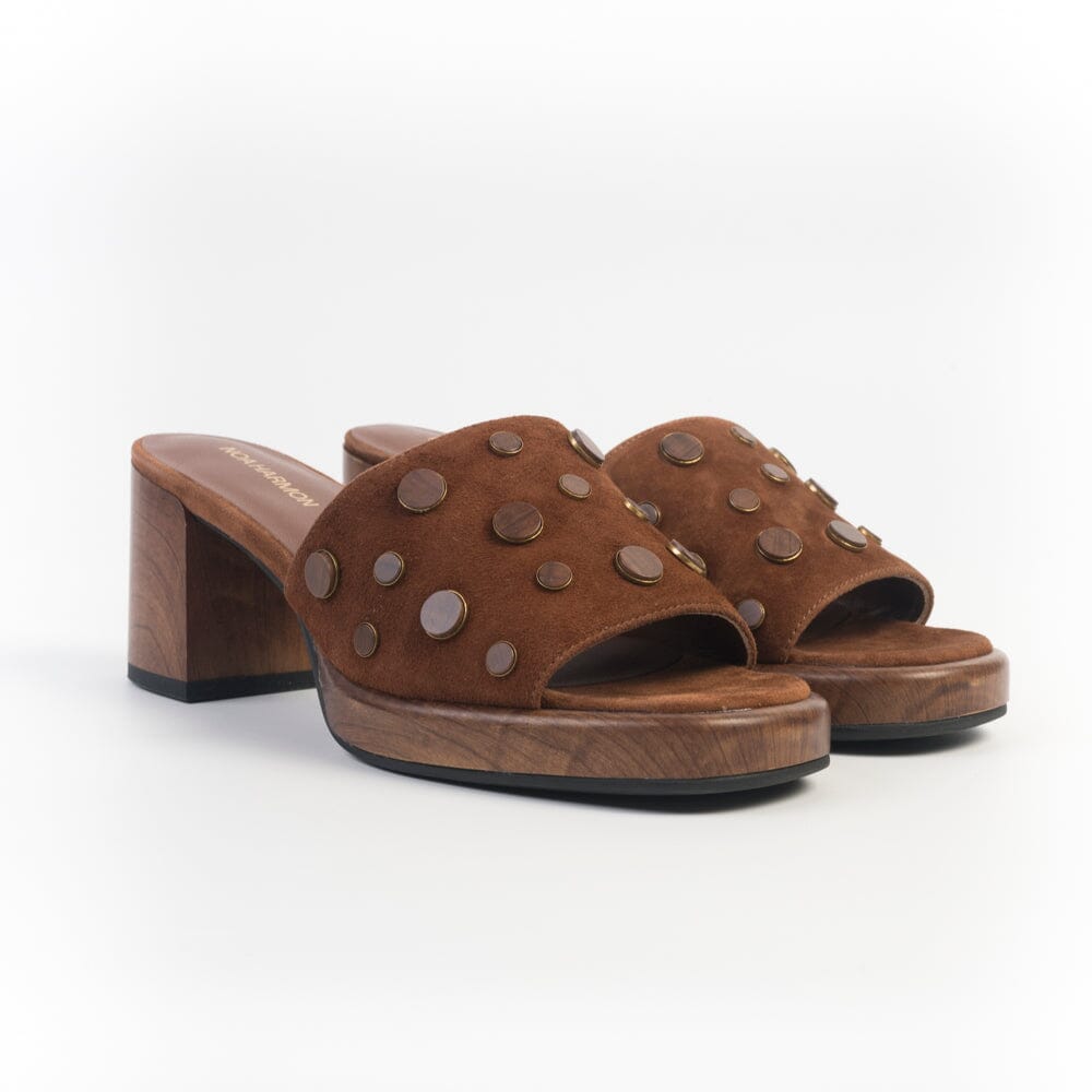 NOAH HARMON - Mule con tacco - 10296 - Camoscio Cuoio Scarpe Donna NOAH HARMON - Collezione Donna
