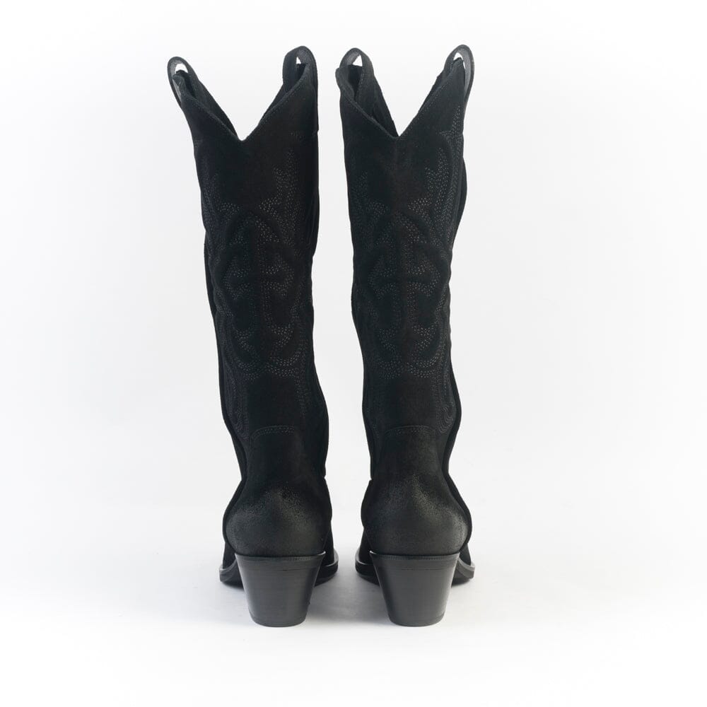 CAPPELLETTOSHOP - GM - Stivale Texano - California - Velour Nero Scarpe Donna CAPPELLETTO 1948