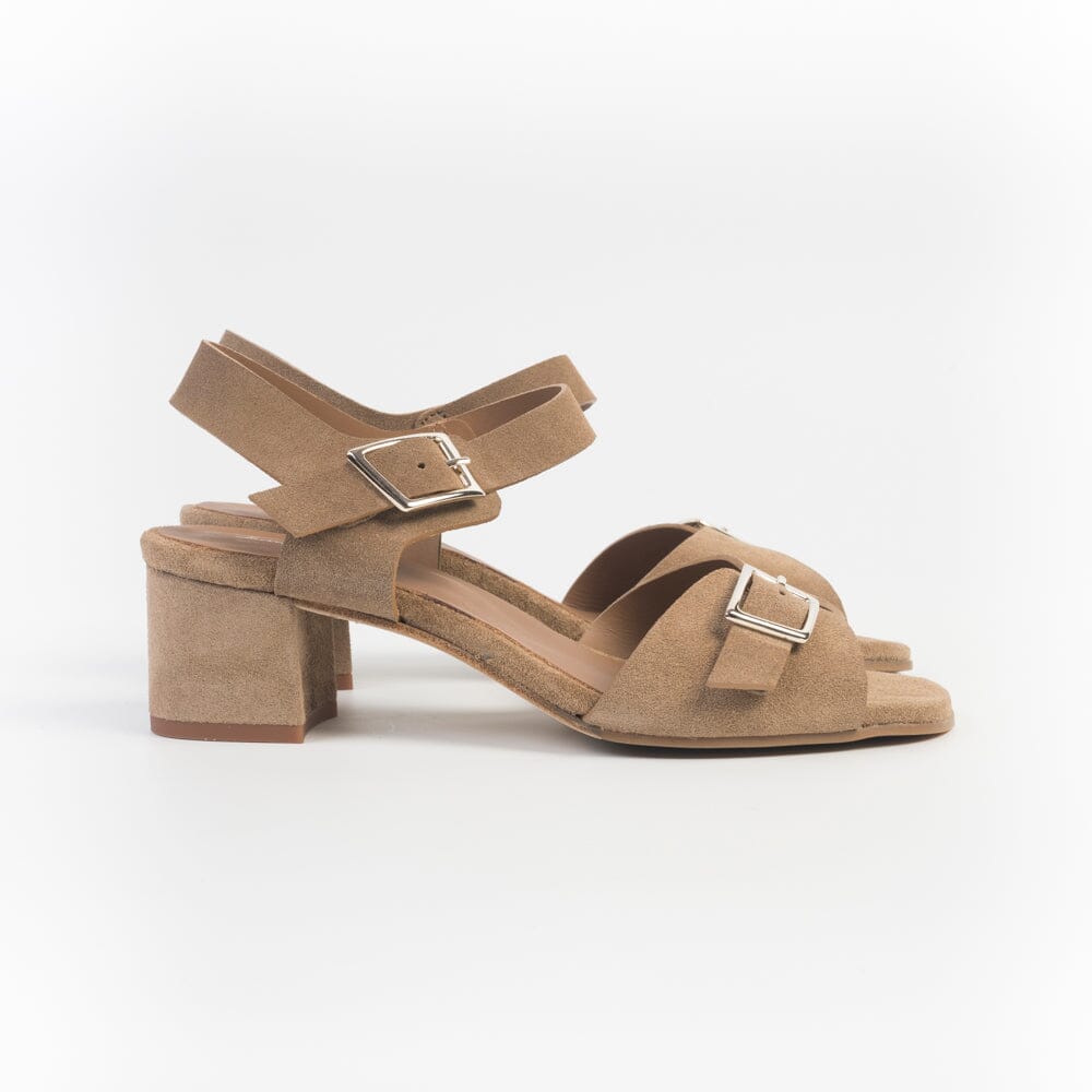 JUAN LACARCEL - Sandali con Tacco - X2545 - Santa Cruz - Camoscio Cuoio Scarpe Donna JUAN LACARCEL - Collezione Donna