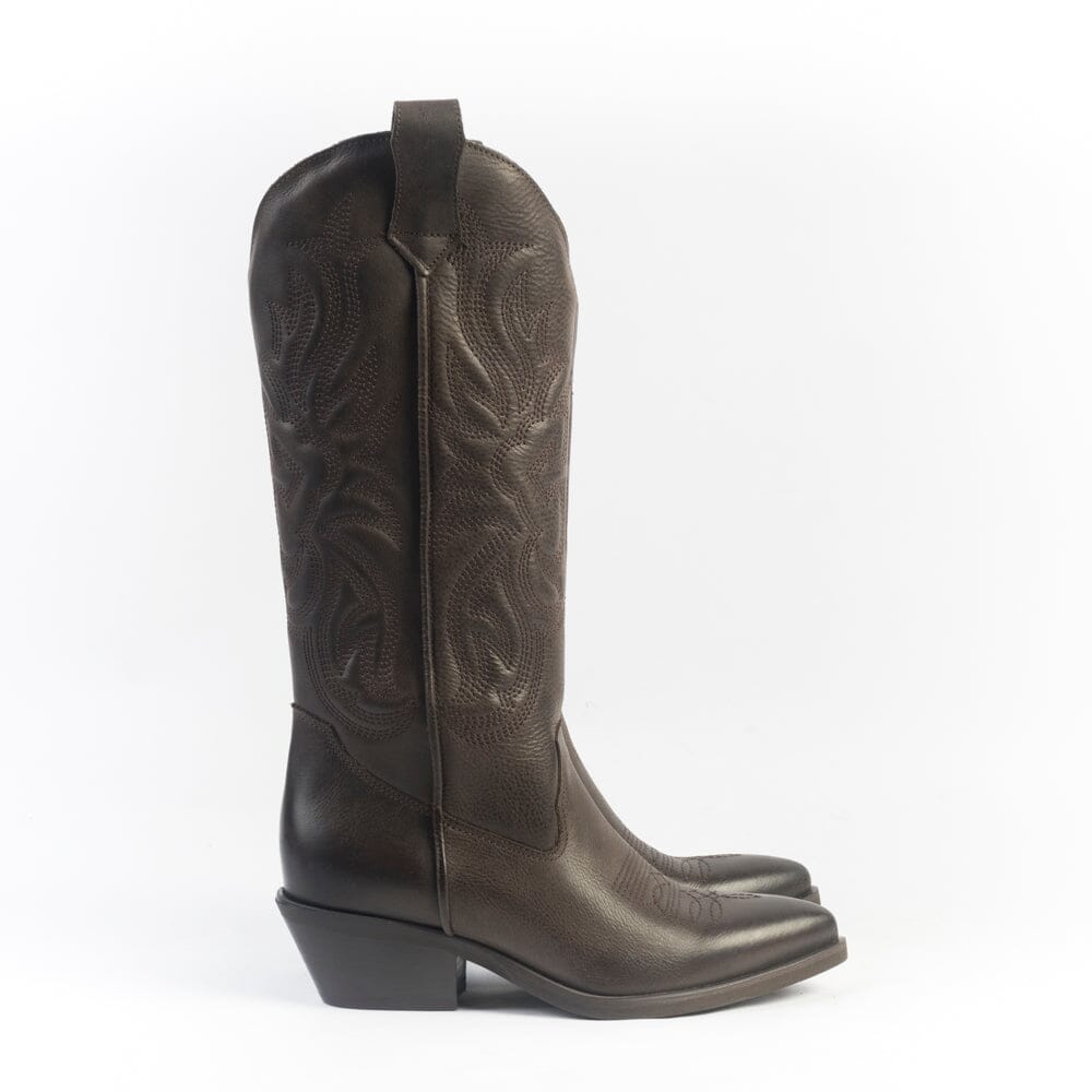 CAPPELLETTOSHOP - GM - Stivale Texano - California - Vitello Testa di moro Scarpe Donna CAPPELLETTO 1948