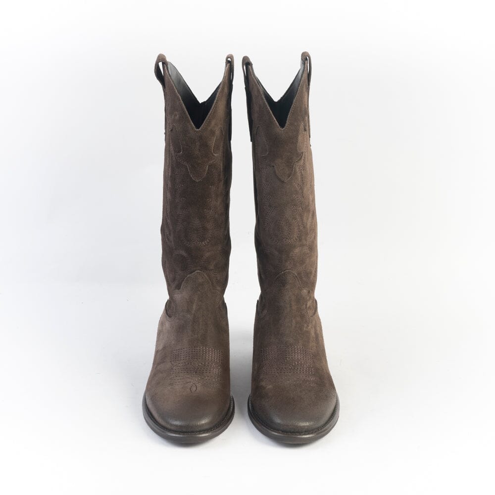 CAPPELLETTOSHOP - GM - Stivale Texano - Guatemala - Camoscio Castagna Scarpe Donna CAPPELLETTO 1948