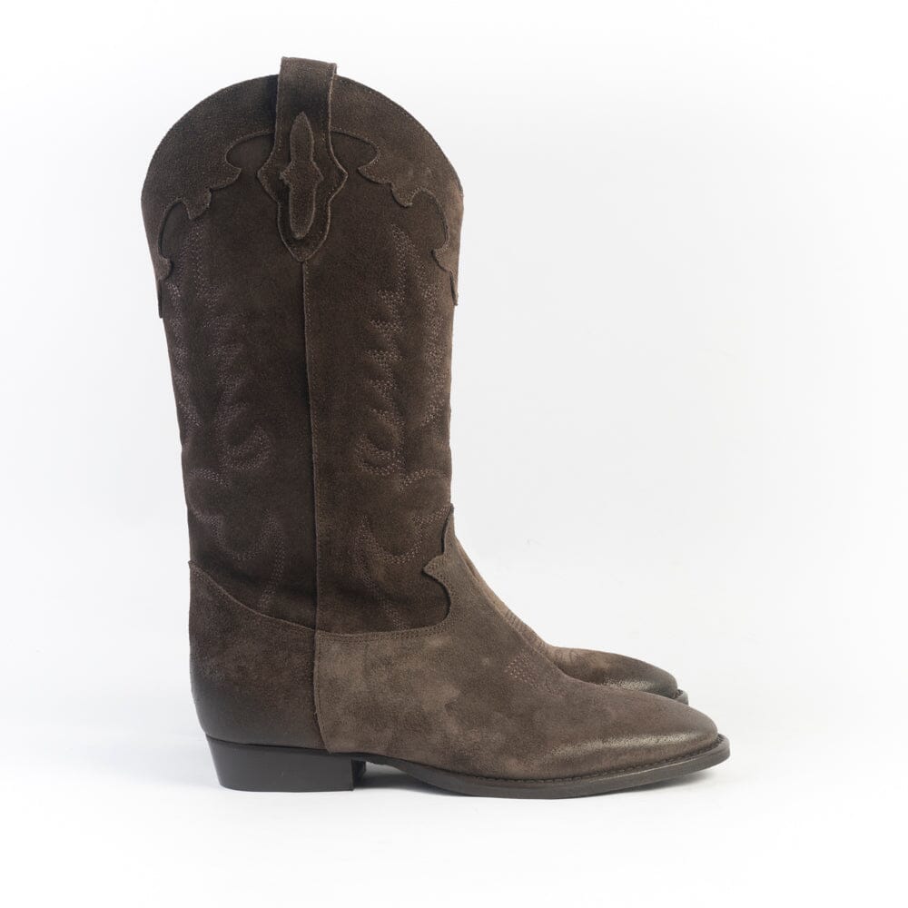 CAPPELLETTOSHOP - GM - Stivale Texano - Guatemala - Camoscio Castagna Scarpe Donna CAPPELLETTO 1948