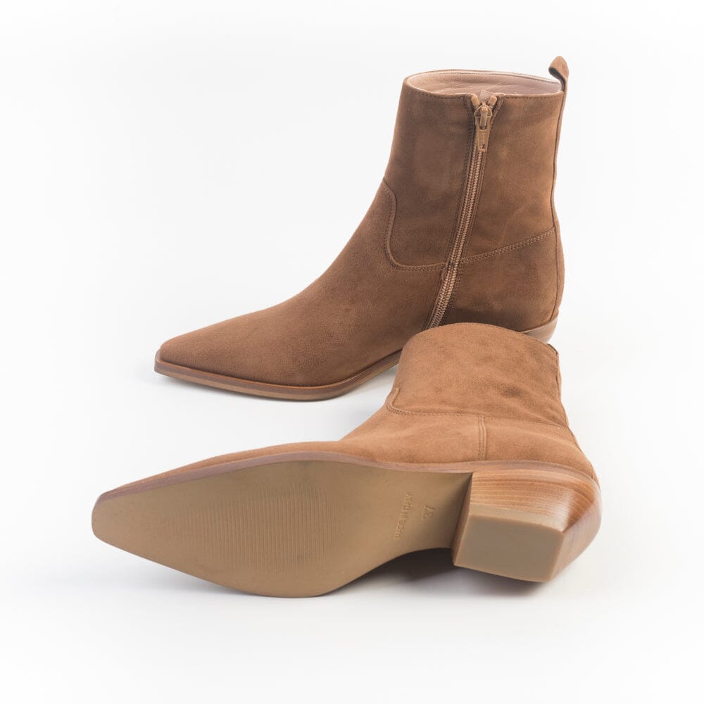 CAPPELLETTOSHOP - Stivaletto Texano - Kira 12 - Velour Sigaro Scarpe Donna CAPPELLETTO 1948