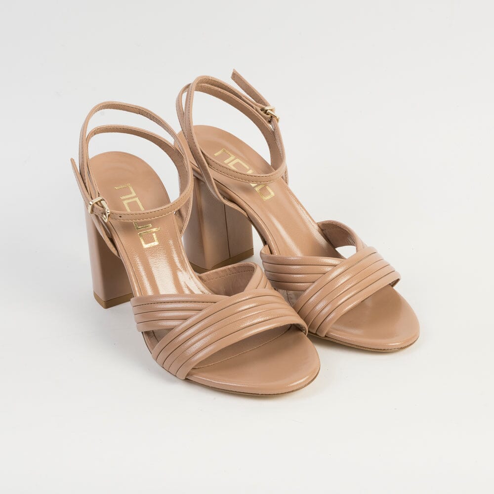 NCUB - Sandali con Tacco - FENTY92 - Pelle Torrone Naturale Scarpe Donna NCUB