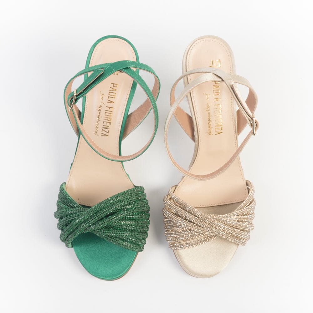 PAOLA FIORENZA - Sandali con Tacco - 2505 Raso Oro Scarpe Donna PAOLA FIORENZA