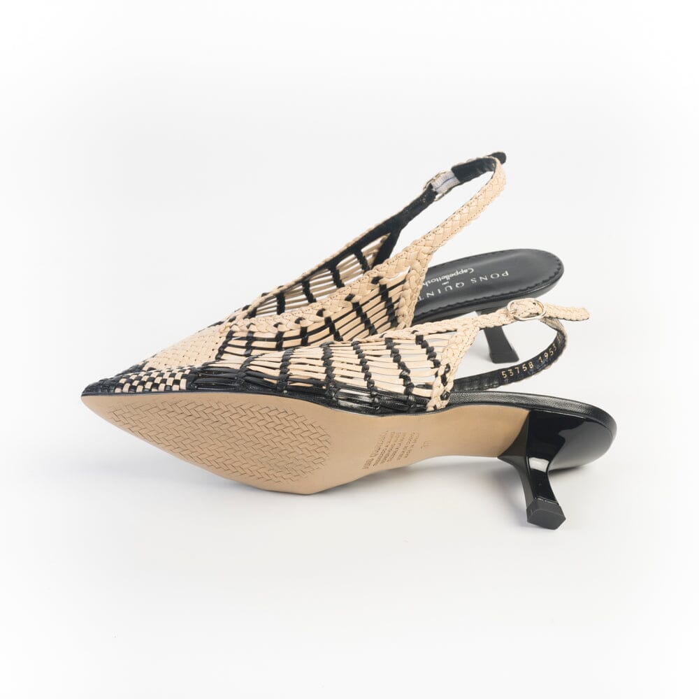 PONS QUINTANA - Sling Back - 11953 - Bicolor Nero Panna Scarpe Donna PONS QUINTANA