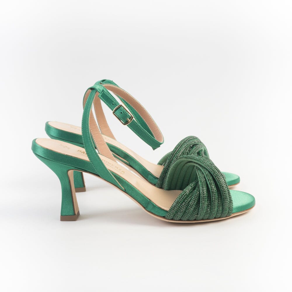 PAOLA FIORENZA - Sandali con Tacco - 2505 Raso Verde Scarpe Donna PAOLA FIORENZA