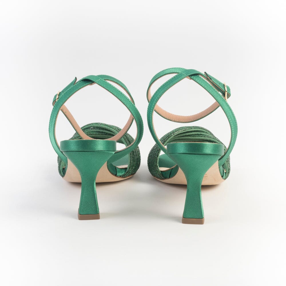 PAOLA FIORENZA - Sandali con Tacco - 2505 Raso Verde Scarpe Donna PAOLA FIORENZA