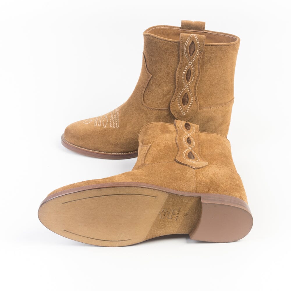 VIA ROMA 15 - Stivaletto Texano 4665 - Velour Martora - Laminato Bronzo Scarpe Donna Via Roma 15