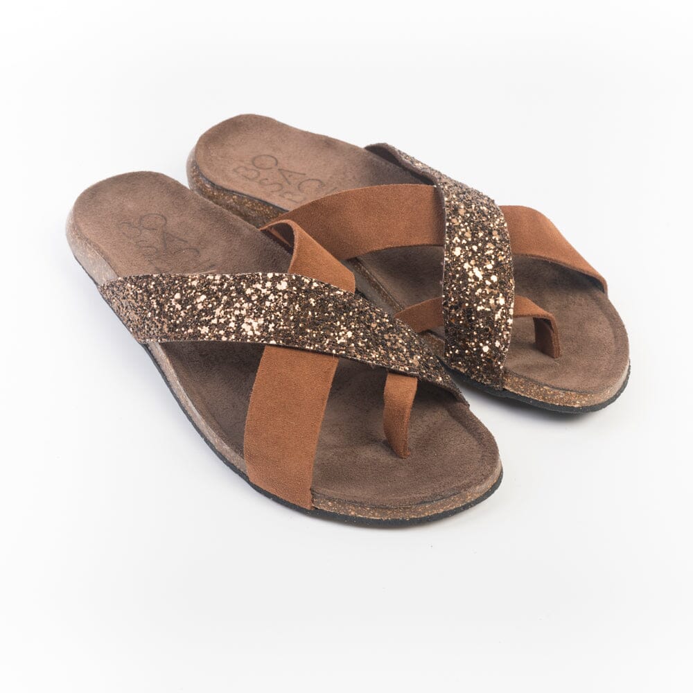 BOSABO - Sandali bassi - 464 - Glitter Nocciola Scarpe Donna BOSABO