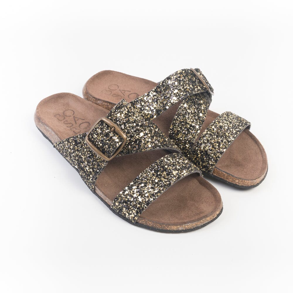 BOSABO - Sandali bassi - 486 - Glitter Nero Oro Scarpe Donna BOSABO