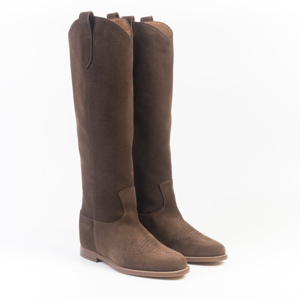 VIA ROMA 15 - Stivali - Texano - 4177 - Velour Marrone Scarpe Donna Via Roma 15