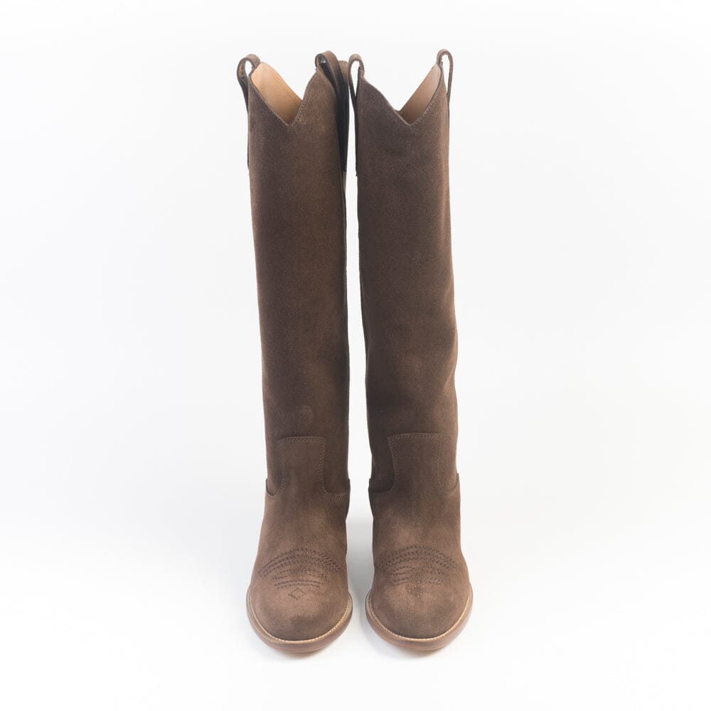 VIA ROMA 15 - Stivali - Texano - 4177 - Velour Marrone Scarpe Donna Via Roma 15