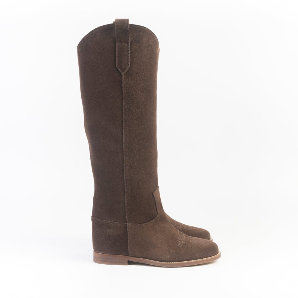 VIA ROMA 15 - Stivali - Texano - 4177 - Velour Marrone Scarpe Donna Via Roma 15