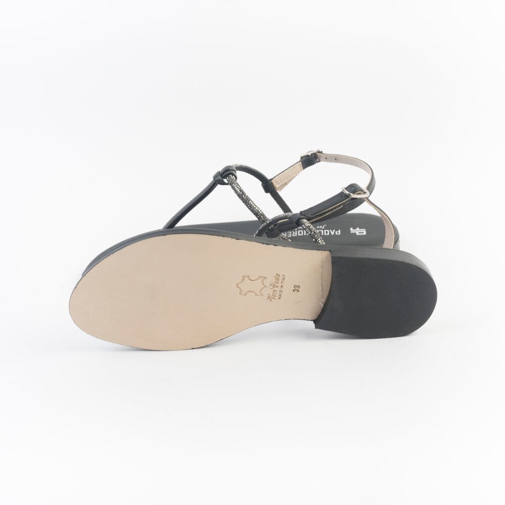 PAOLA FIORENZA - Sandali bassi infradito in microcristalli - FD05 - Neri Scarpe Donna PAOLA FIORENZA