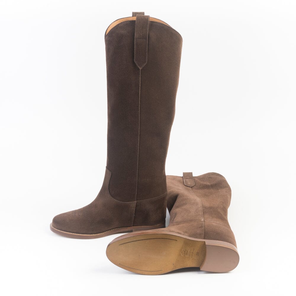 VIA ROMA 15 - Stivali - Texano - 4177 - Velour Marrone Scarpe Donna Via Roma 15