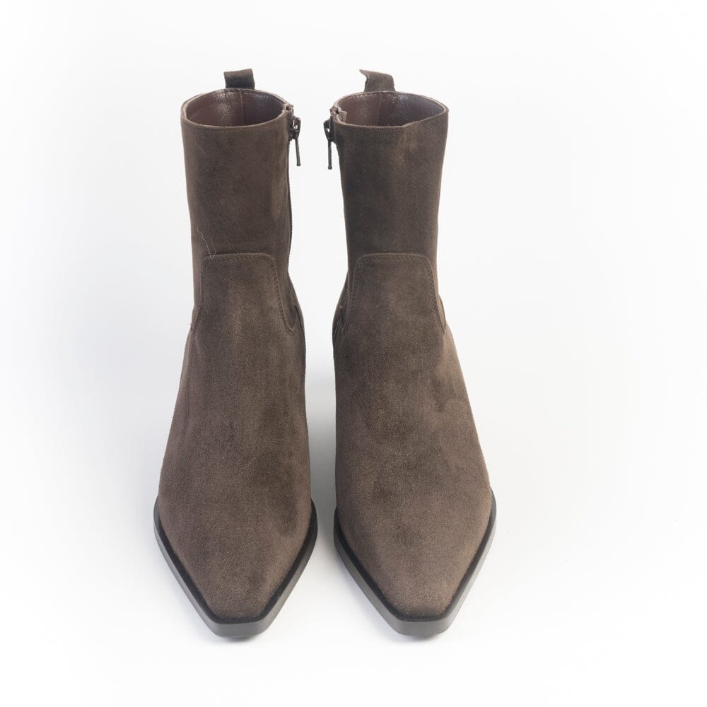 CAPPELLETTOSHOP - Stivaletto Texano - Kira 12 - Velour Moro Scarpe Donna CAPPELLETTO 1948