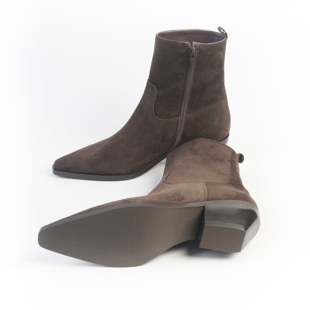 CAPPELLETTOSHOP - Stivaletto Texano - Kira 12 - Velour Moro Scarpe Donna CAPPELLETTO 1948