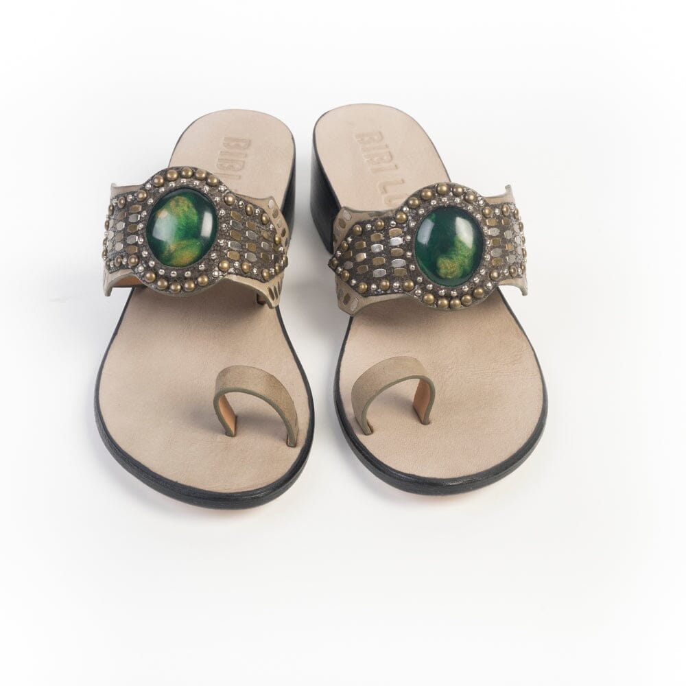 BIBI LOU - Mules infradito - 979Z88KW - Pelle tortora verde Scarpe Donna BIBI LOU
