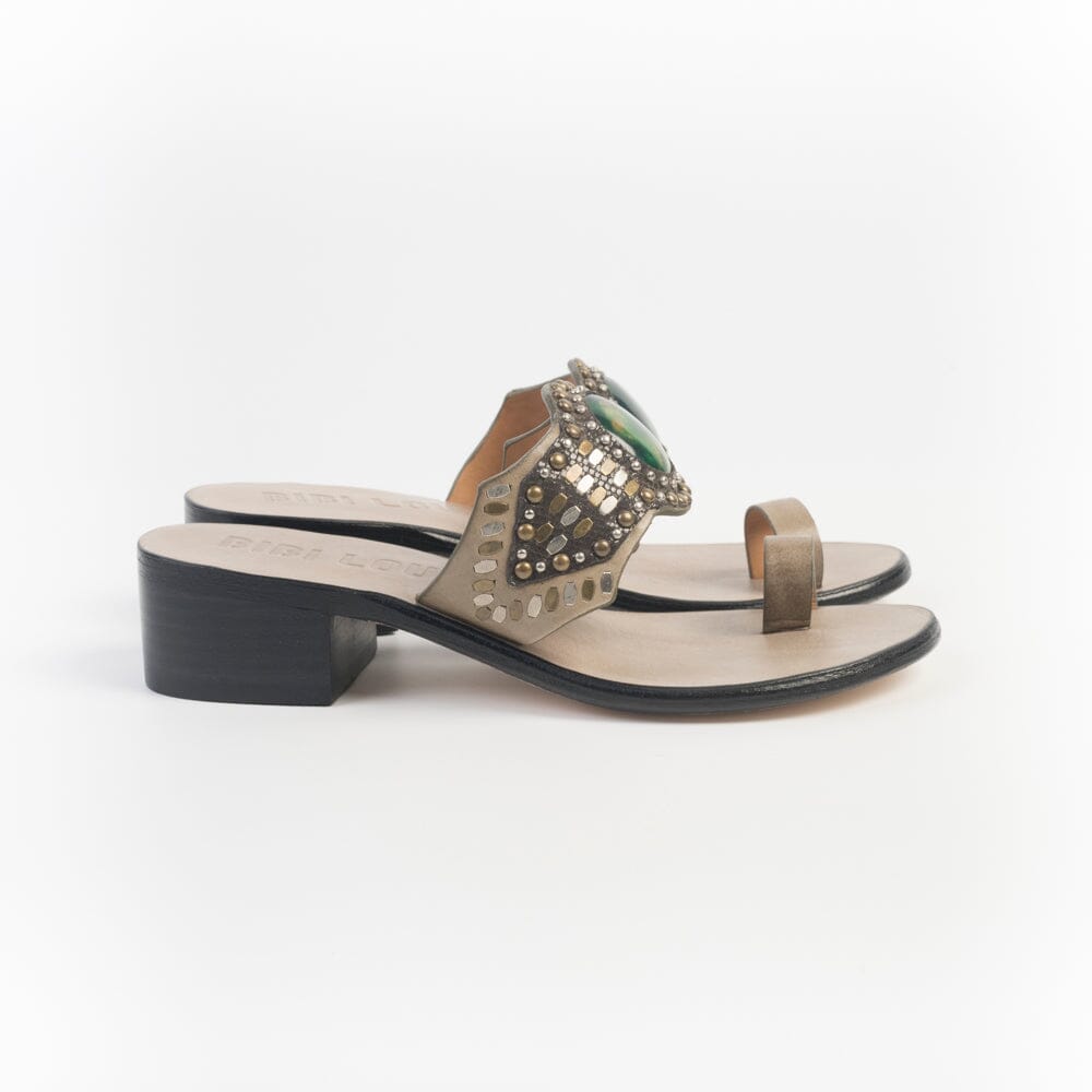 BIBI LOU - Mules infradito - 979Z88KW - Pelle tortora verde Scarpe Donna BIBI LOU