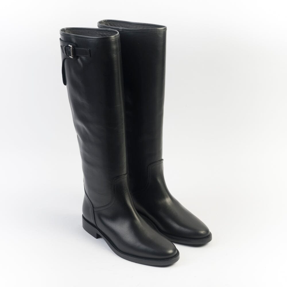 VIA ROMA 15 - Stivali 4489 - Pelle Nero - Fibbia Cavallerizza Scarpe Donna Via Roma 15
