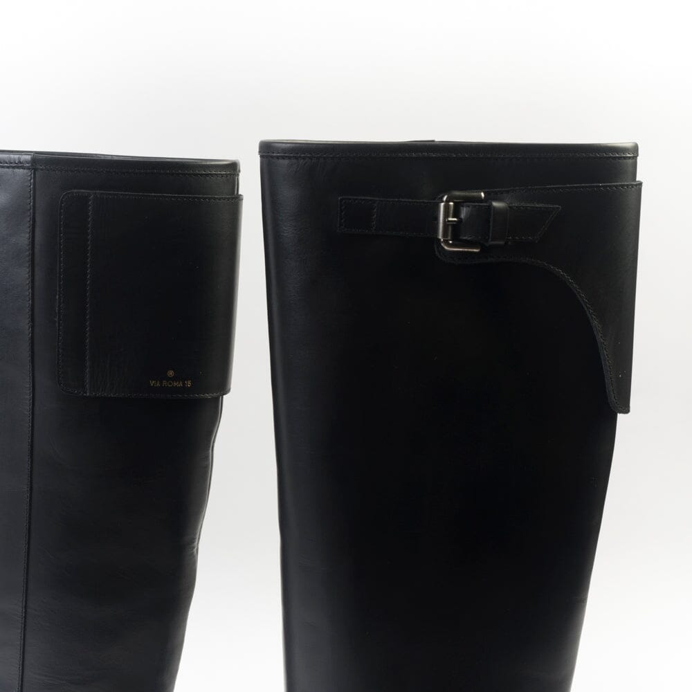 VIA ROMA 15 - Stivali 4489 - Pelle Nero - Fibbia Cavallerizza Scarpe Donna Via Roma 15