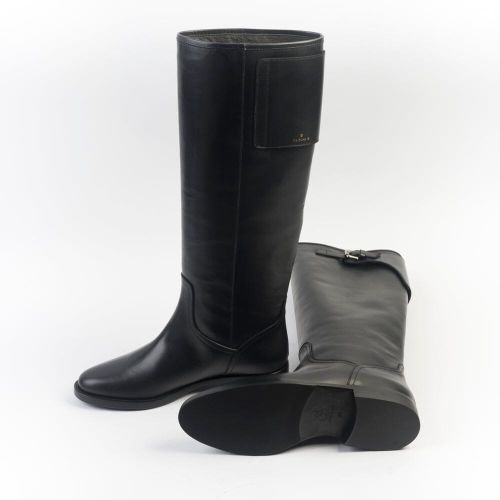VIA ROMA 15 - Stivali 4489 - Pelle Nero - Fibbia Cavallerizza Scarpe Donna Via Roma 15