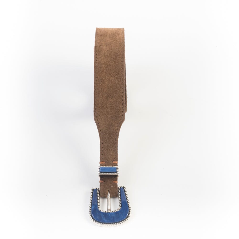 Cappellettoshop - Cintura - Tex Mex - Camoscio Snuff - Pietra Blu Accessori Uomo Cappellettoshop