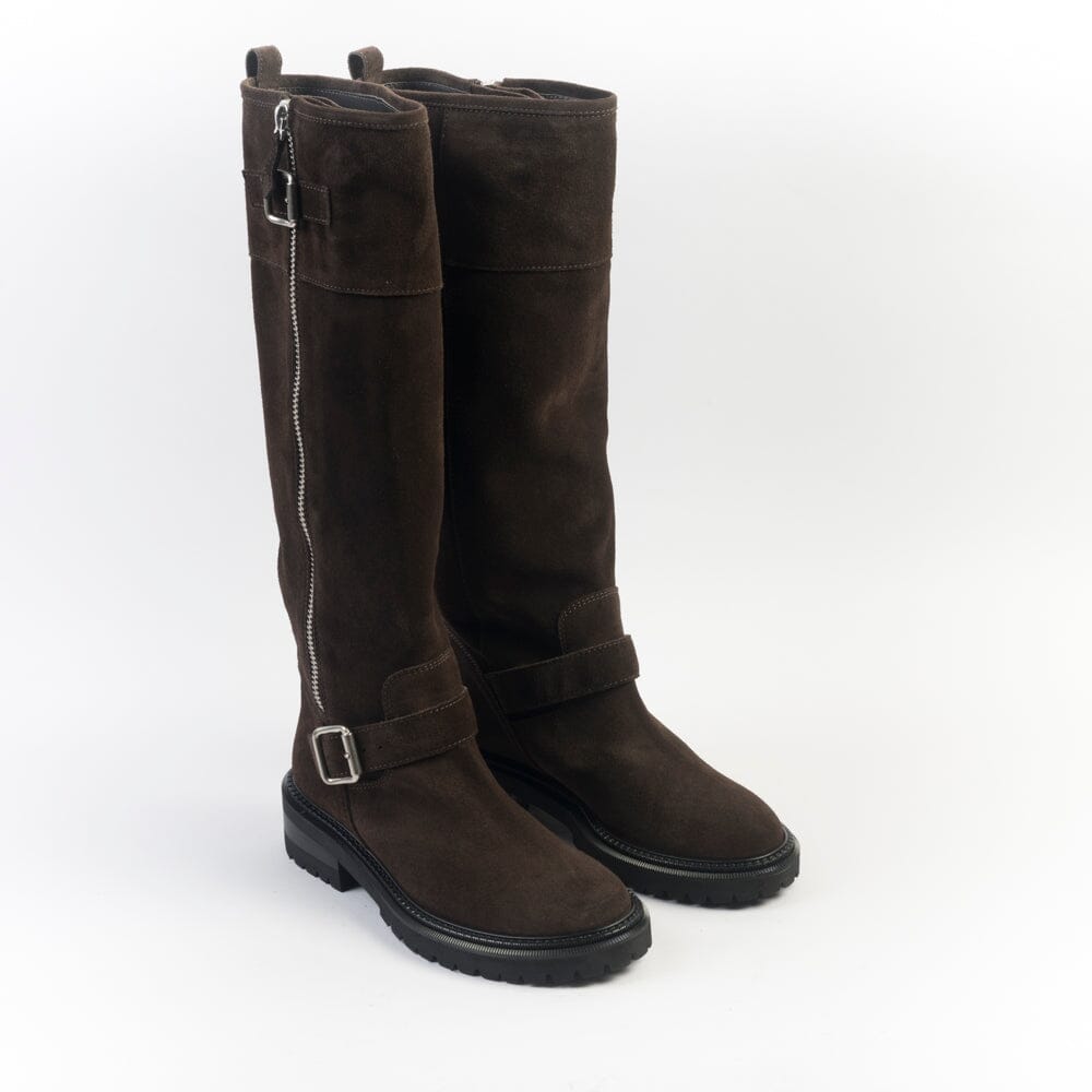 VIA ROMA 15 - Stivali - 4480 - Velour Testa di Moro Scarpe Donna Via Roma 15