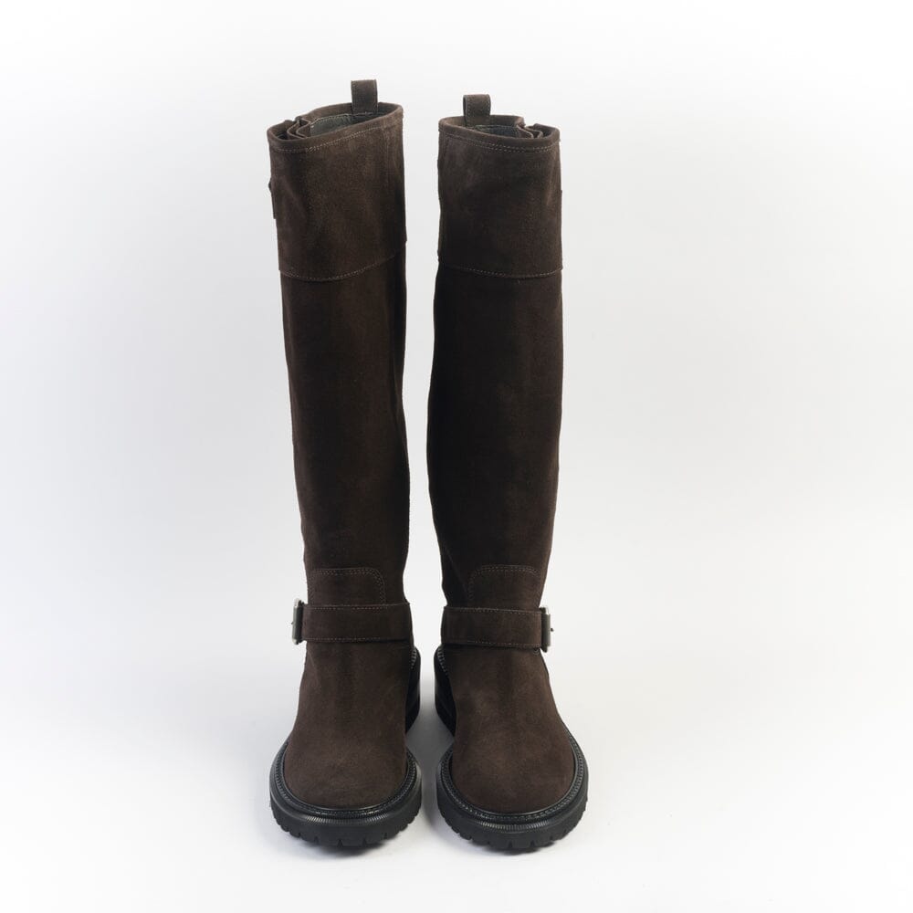 VIA ROMA 15 - Stivali - 4480 - Velour Testa di Moro Scarpe Donna Via Roma 15