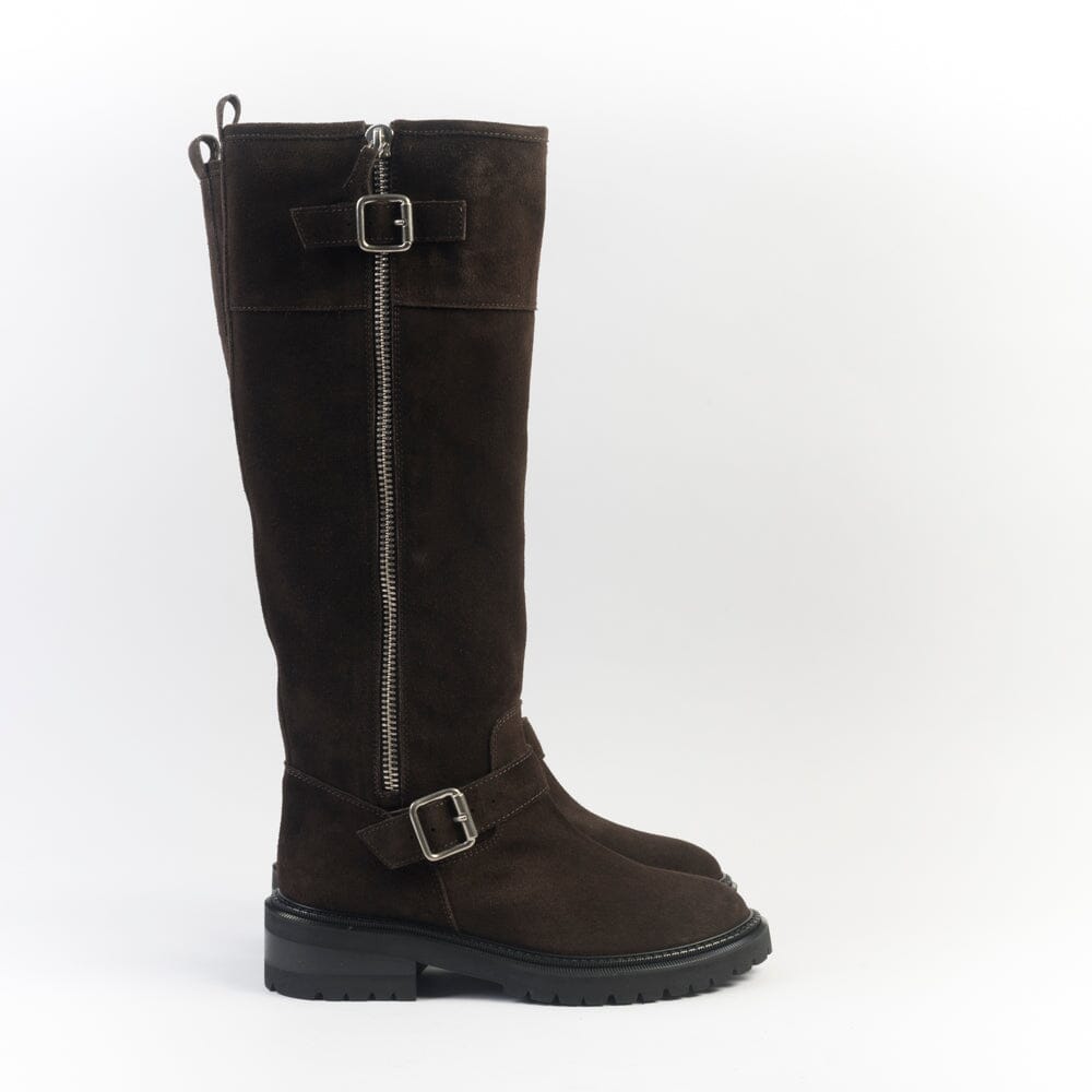 VIA ROMA 15 - Stivali - 4480 - Velour Testa di Moro Scarpe Donna Via Roma 15