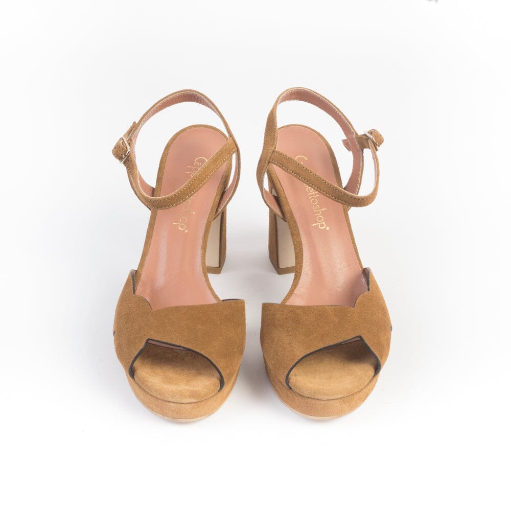 CappellettoShop - Sandali con Tacco - 6261K - camoscio Whisky Scarpe Donna CappellettoShop