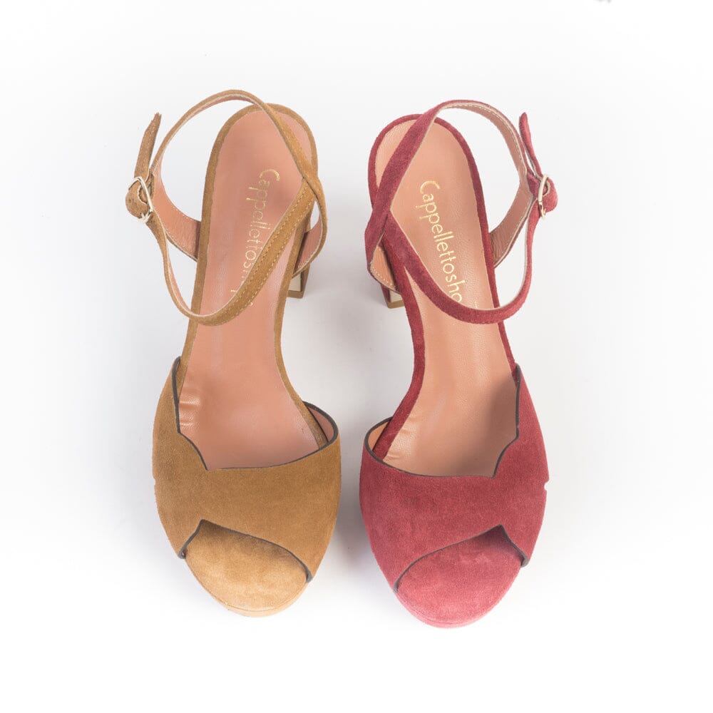 CappellettoShop - Sandali con Tacco - 6261K - camoscio porpora Scarpe Donna CappellettoShop
