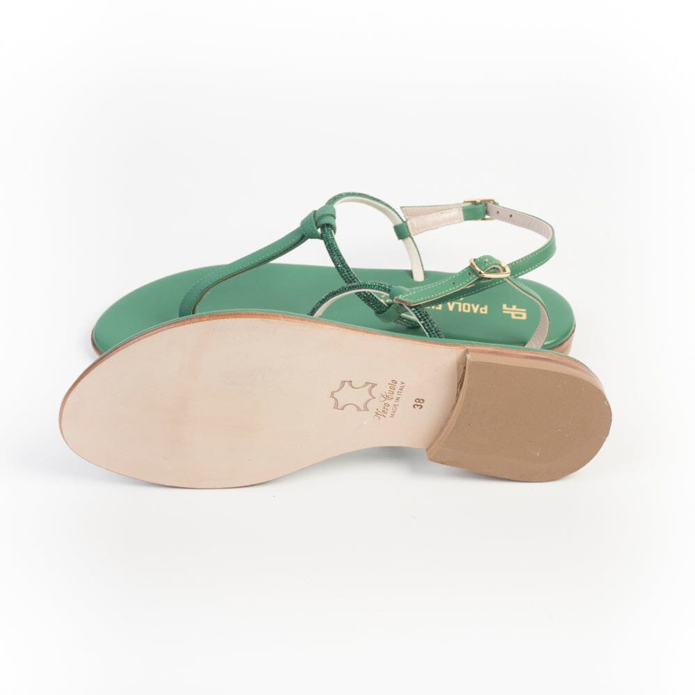 PAOLA FIORENZA - Sandali bassi - Infradito in microcristalli - FD05 - Verde Scarpe Donna PAOLA FIORENZA