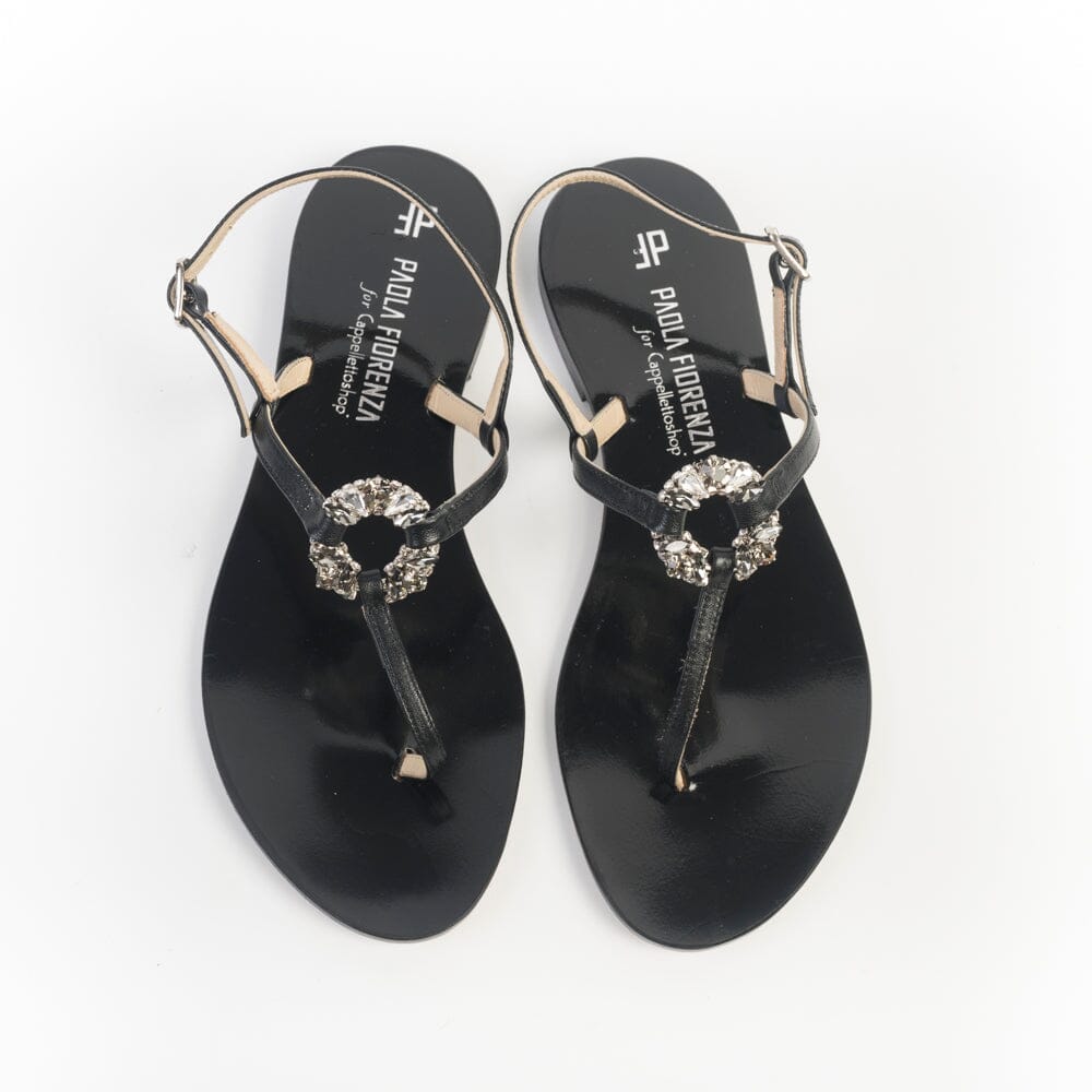 PAOLA FIORENZA - Sandali bassi - Infradito in microcristalli fumè - M118 - Nero Scarpe Donna PAOLA FIORENZA