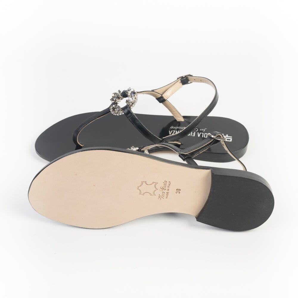 PAOLA FIORENZA - Sandali bassi - Infradito in microcristalli fumè - M118 - Nero Scarpe Donna PAOLA FIORENZA