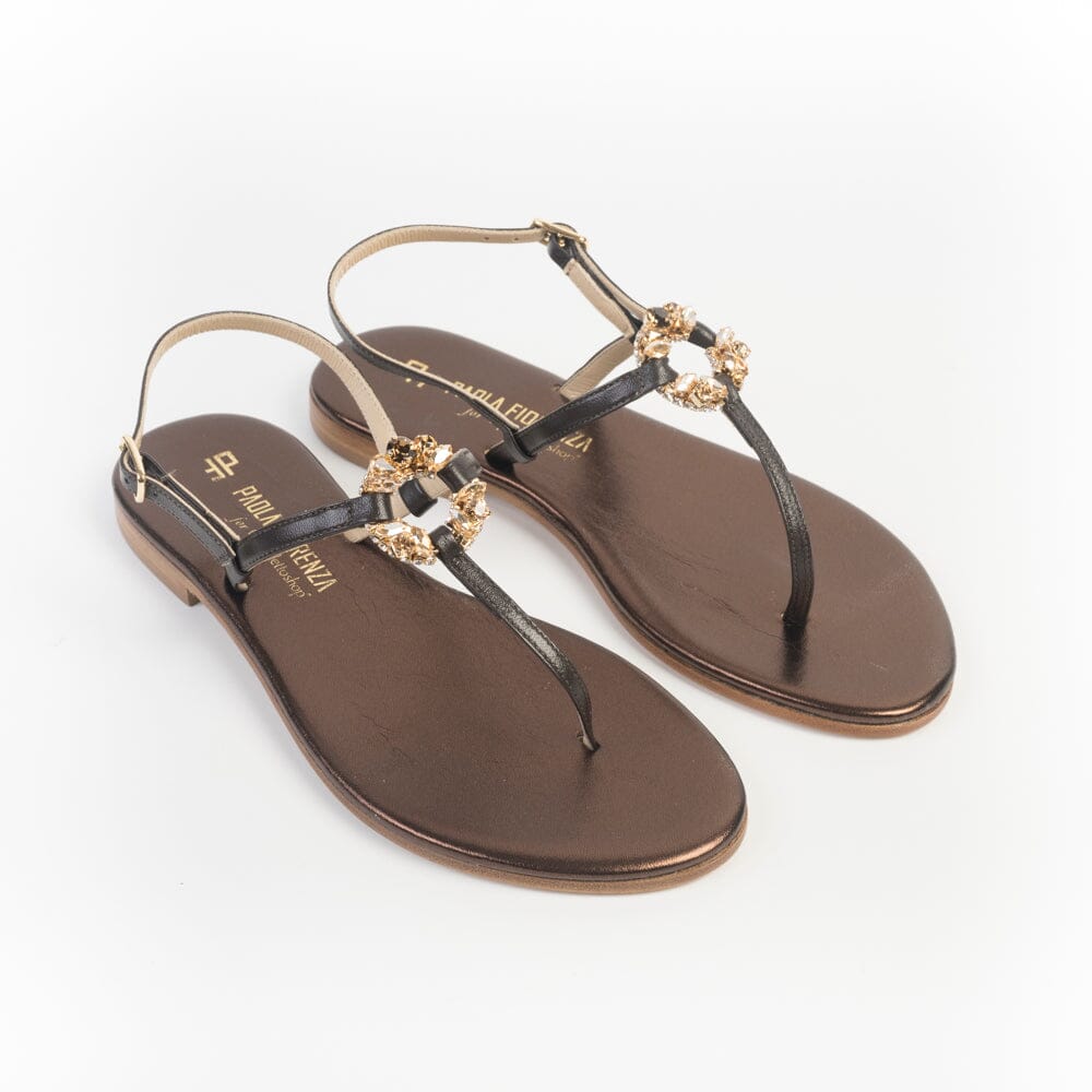 PAOLA FIORENZA - Sandali bassi - Infradito in microcristalli ambra - M118 - Testa di Moro Scarpe Donna PAOLA FIORENZA