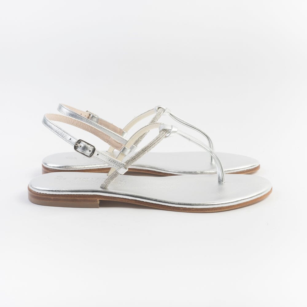 PAOLA FIORENZA - Sandali bassi infradito in microcristalli - FD05 - Argento Scarpe Donna PAOLA FIORENZA