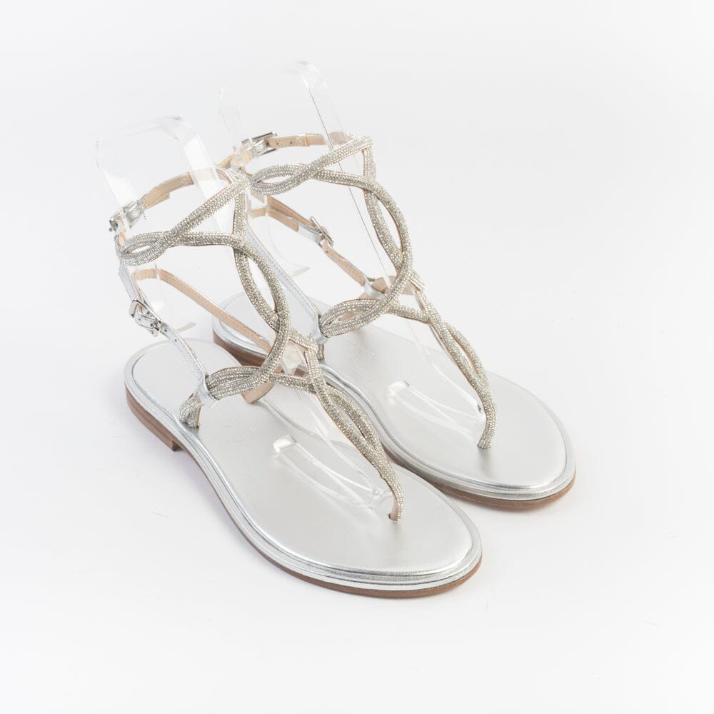 PAOLA FIORENZA - Sandali bassi infradito - SS2462 - Cristalli Argento Scarpe Donna PAOLA FIORENZA