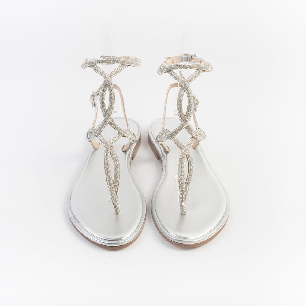 PAOLA FIORENZA - Sandali bassi infradito - SS2462 - Cristalli Argento Scarpe Donna PAOLA FIORENZA