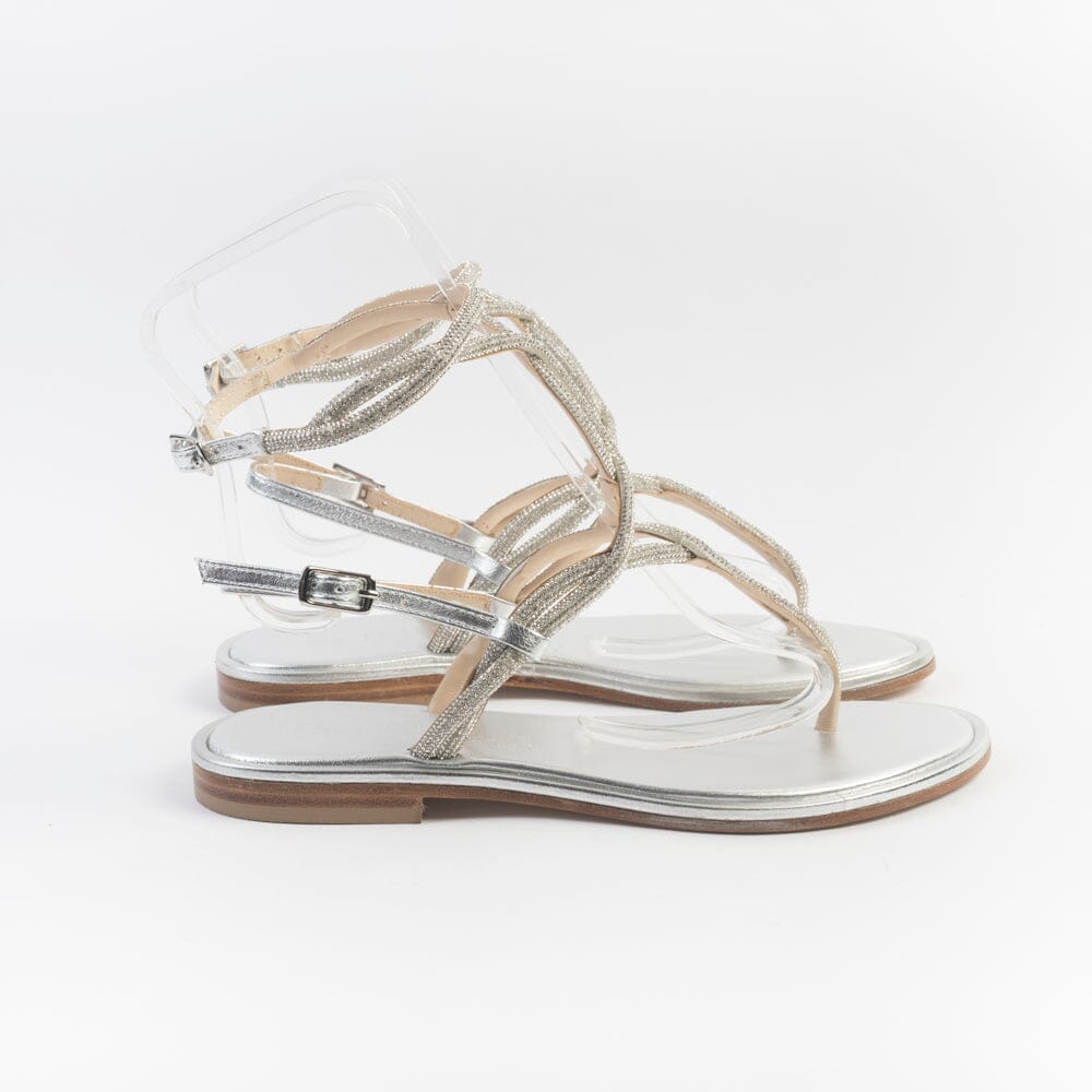 PAOLA FIORENZA - Sandali bassi infradito - SS2462 - Cristalli Argento Scarpe Donna PAOLA FIORENZA